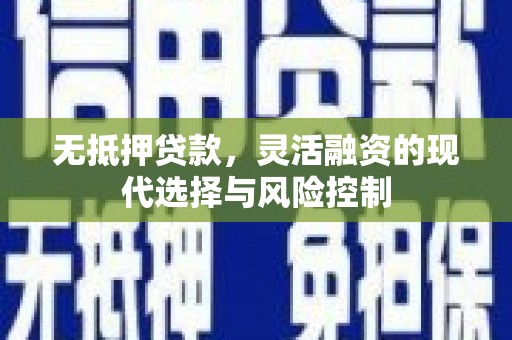 茶陵无抵押贷款，灵活融资的现代选择与风险控制