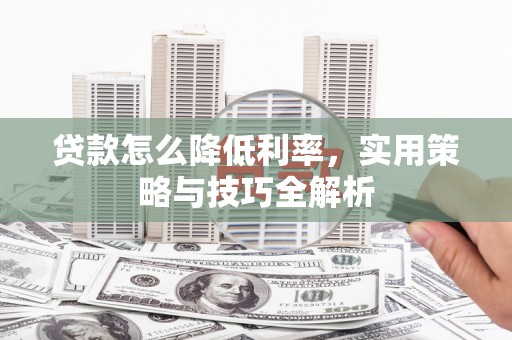 务川贷款怎么降低利率，实用策略与技巧全解析