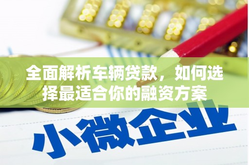 乌恰全面解析车辆贷款，如何选择最适合你的融资方案